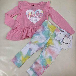Hurley heart lovers long sleeve PINK pants set 2305